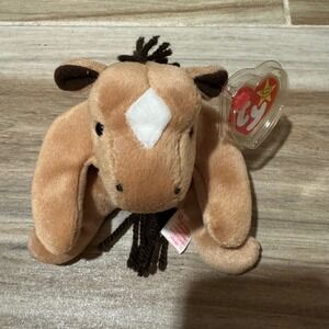 Ty Beanie Baby Derby the Horse 1995 Vintage Plush Tan White Diamond Star 4008